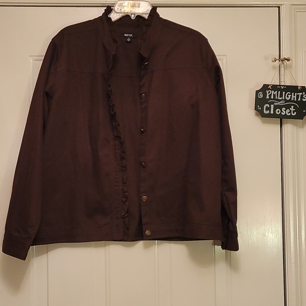Krazy Kat Brown Denim Jacket Medium Chocolate